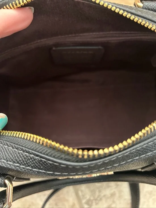 AUTHENTIC COACH ROWAN LEATHER SATCHEL ELBOW BAG PURSE CH282 BLACK - Picture 6 of 7